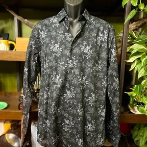 Express Men's Extra Slim Fit Floral Pattern Long Sleeve Dress Shirt Size Large